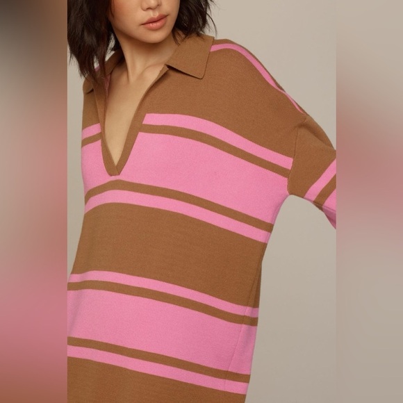 NWT Size S (P2P 23") - By Anthropologie Color Block Mini Sweater Dress - Picture 4 of 16
